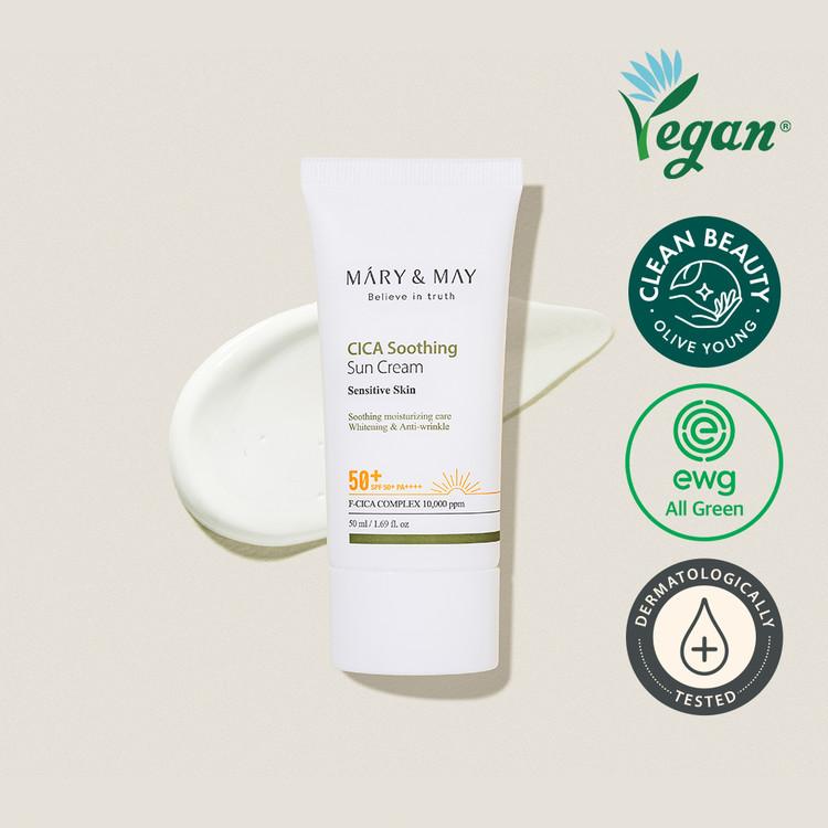 [Mary&May] CICA Soothing Sun Cream SPF50+ PA++++ - 50ml - NURVA