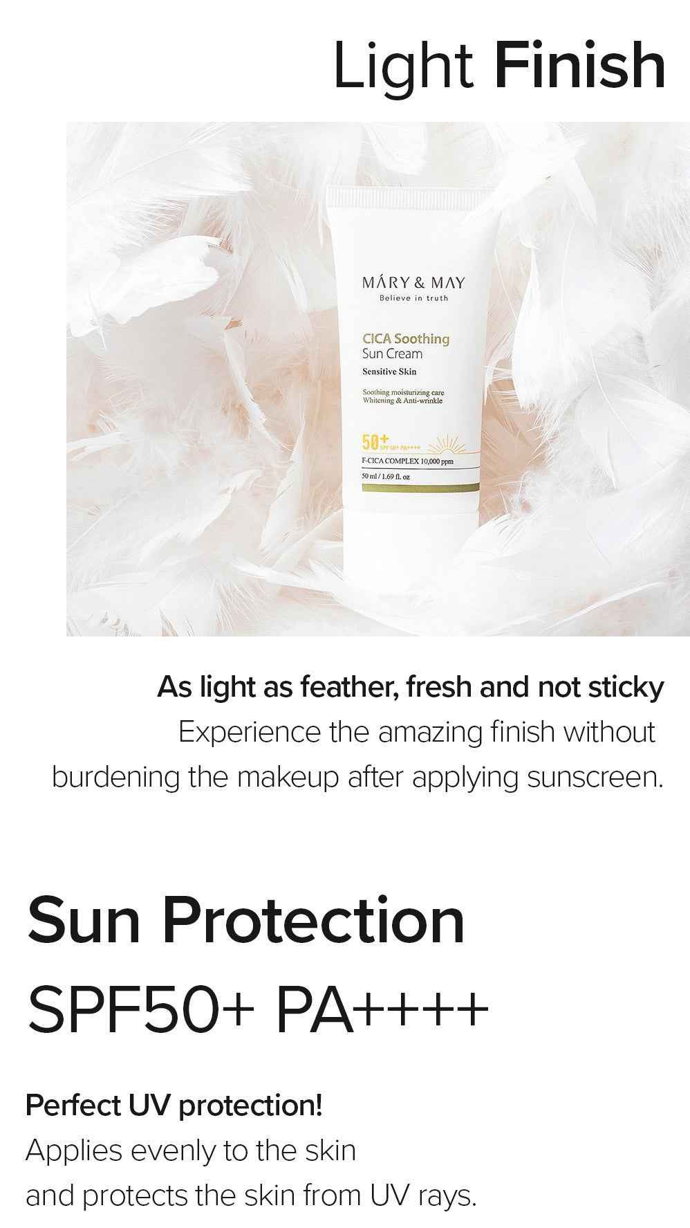 [Mary&May] CICA Soothing Sun Cream SPF50+ PA++++ - 50ml