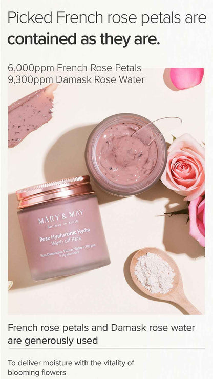 [Mary&May] Rose Hyaluronic Hydra Wash Off Pack 125g