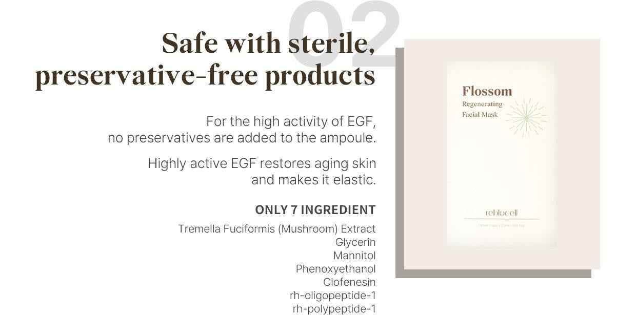 [Reblocell] Flossom Regenerating Facial Mask EGF 1ppm 1 Sheet
