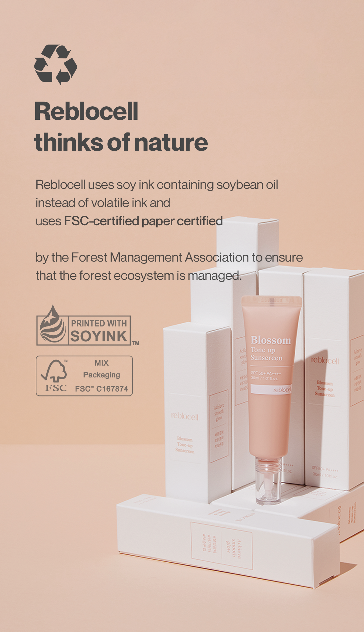 [Reblocell] Blossom Tone up Sunscreen SPF 50+ PA++++ 30ml - NURVA