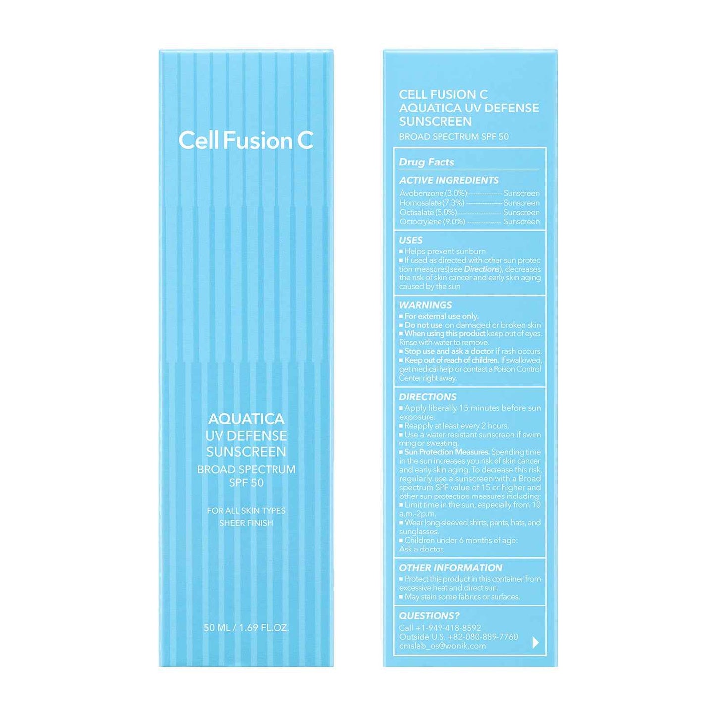 [CellFusionC] 1+1 Aquatica UV Defense Sunscreen OTC 50ml+50ml