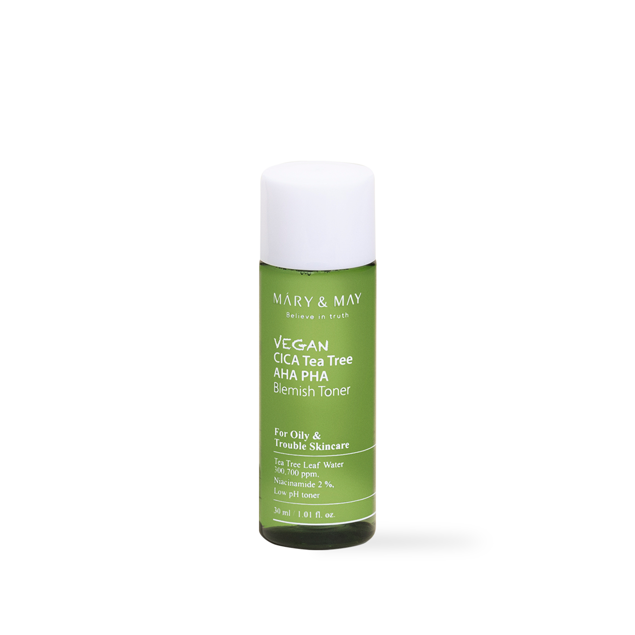[Mary&May] Vegan CICA Tea Tree AHA PHA Blemish Toner - 30ml [Miniature] - NURVA