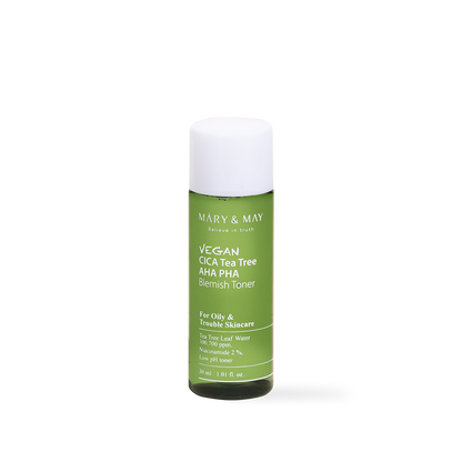 [Mary&May] Vegan CICA Tea Tree AHA PHA Blemish Toner - 30ml [Miniature] - NURVA